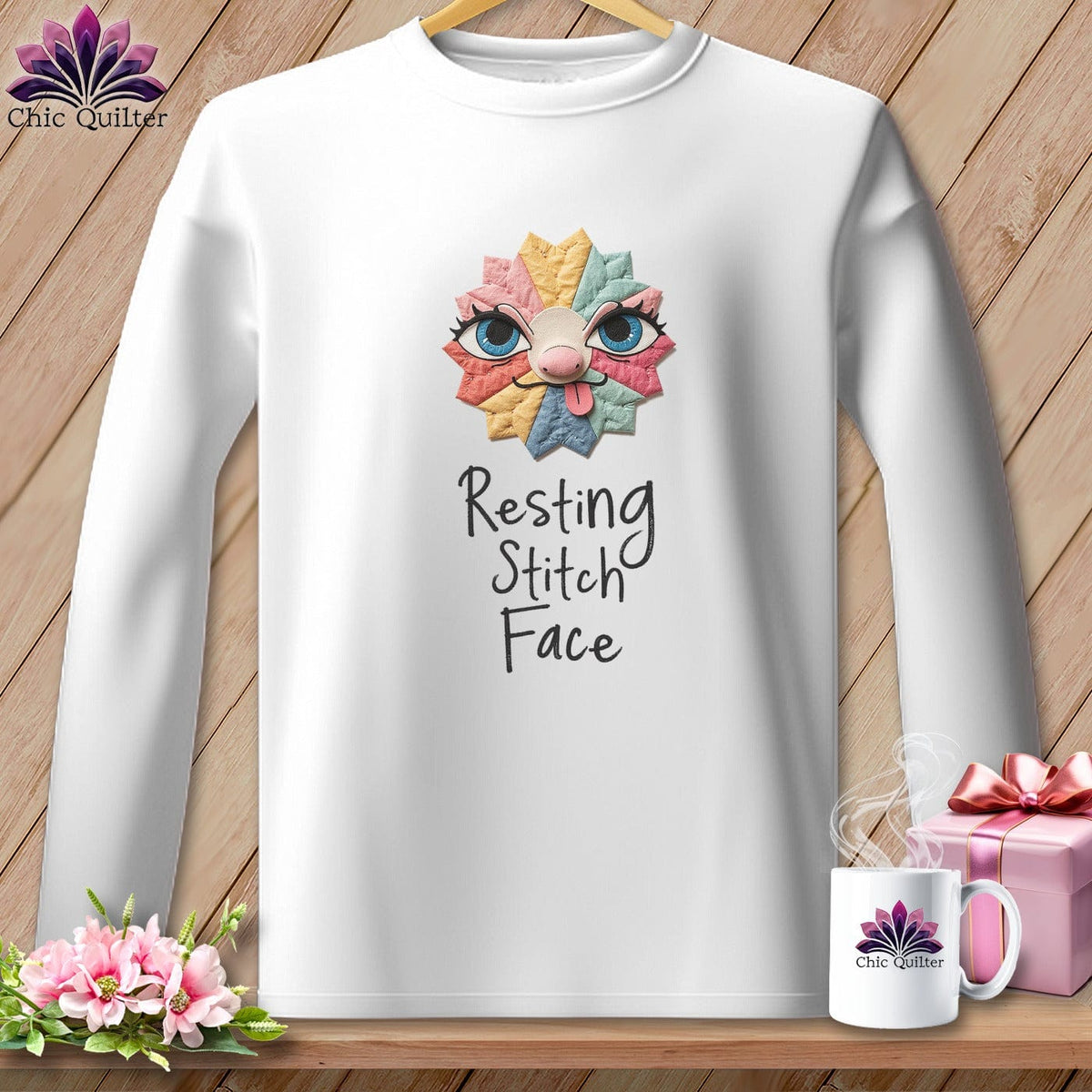 MyDesigns Physical Item S / White Tongue - Resting Stitch Face ~ Long Sleeve Tee