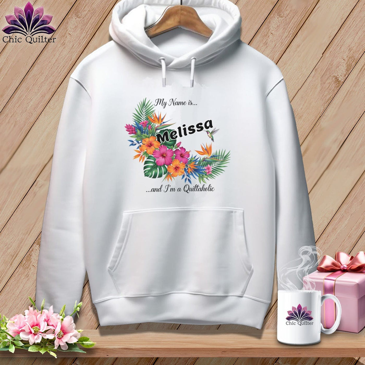 MyDesigns Physical Item S / White Tropical Threads Quiltaholic ~ Premium Hoodie