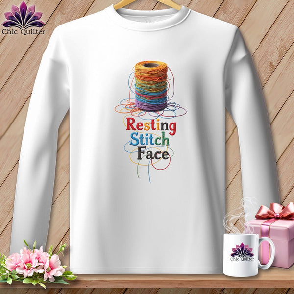 MyDesigns Physical Item S / White Twisted - Resting Stitch Face ~ Long Sleeve Tee