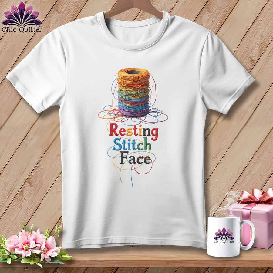 MyDesigns Physical Item S / White Twisted - Resting Stitch Face ~ Relaxed Fit Tee