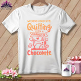MyDesigns Physical Item S / White Weekend Forecast Quilting With a Chance of Chocolate ~ Relaxed Fit Tee