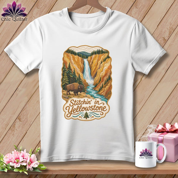 MyDesigns Physical Item S / White Yellowstone National Park ~ Bison, Stitchin in ~ Relaxed Fit Tee