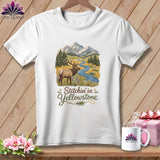 MyDesigns Physical Item S / White Yellowstone National Park ~ Elk, Stitchin in ~ Relaxed Fit Tee