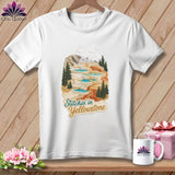MyDesigns Physical Item S / White Yellowstone National Park ~ Hot Springs Pools, Stitchin in ~ Relaxed Fit Tee
