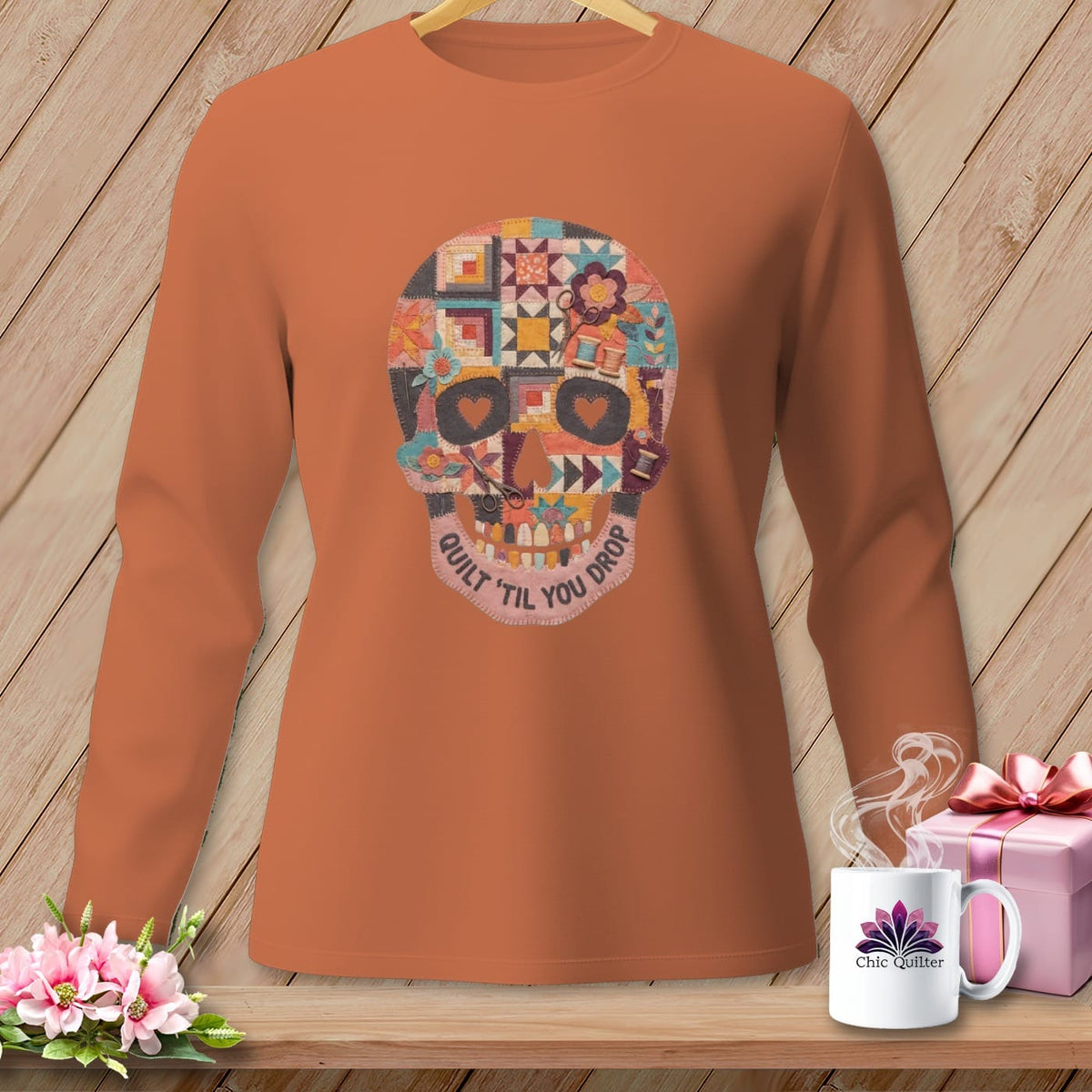 MyDesigns Physical Item S / Yam Quilt 'Til You Drop ~ Long Sleeve Tee