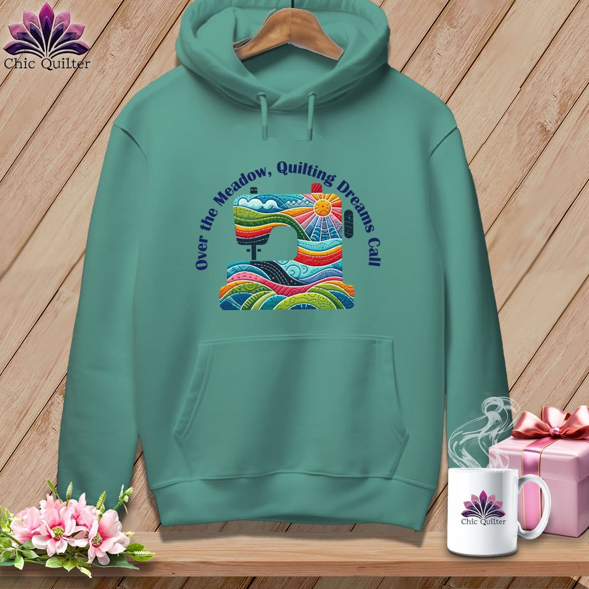 MyDesigns Physical Item Seafoam / S Over the Meadow, Quilting Dreams Call Orange ~ Premium Hoodie