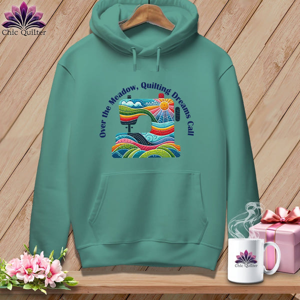 MyDesigns Physical Item Seafoam / S Over the Meadow, Quilting Dreams Call Orange ~ Premium Hoodie