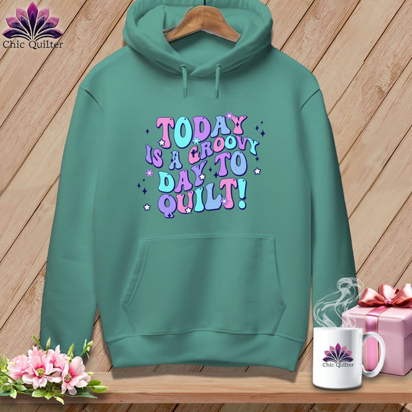 MyDesigns Physical Item Seafoam / S Today is a Groovy/Good Day to Quilt ~ Premium Hoodie