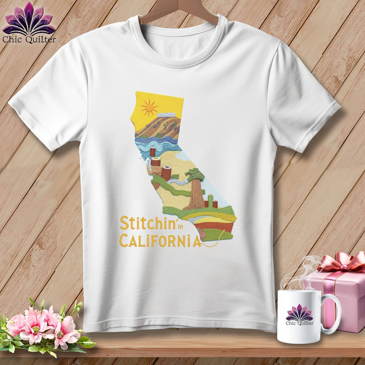 MyDesigns Physical Item Stitchin' in California ~ Relaxed Fit Tee