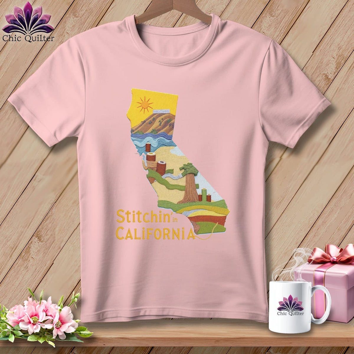 MyDesigns Physical Item Stitchin' in California ~ Relaxed Fit Tee