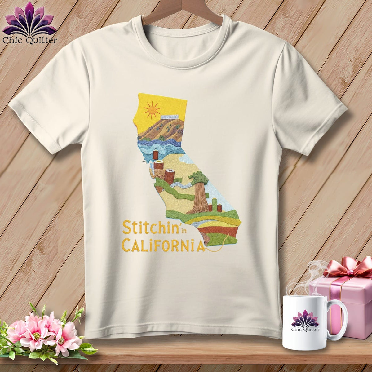 MyDesigns Physical Item Stitchin' in California ~ Relaxed Fit Tee