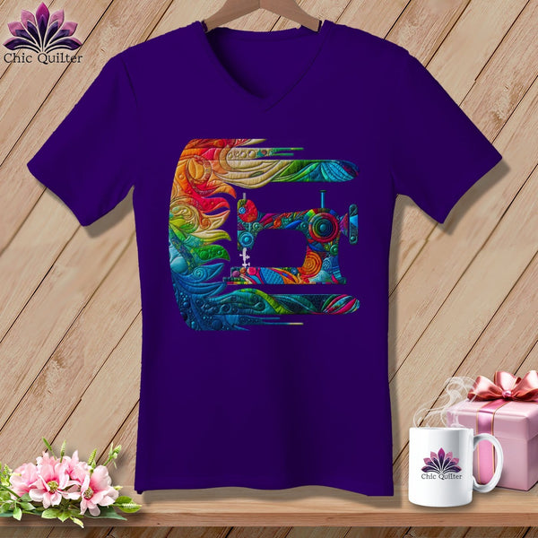 MyDesigns Physical Item Team Purple / S Gale Force Quilting ~ SuperSoft V-Neck Tee