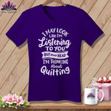 MyDesigns Physical Item Team Purple / S I May Look Like I'm LIstening ~SuperSoft V-Neck Tee