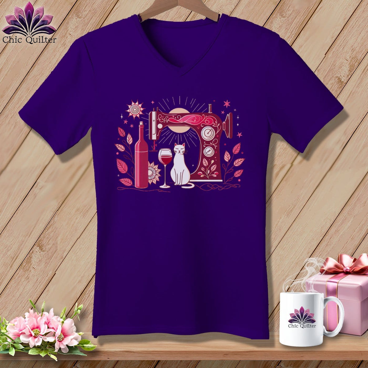 MyDesigns Physical Item Team Purple / S Meow ~ SuperSoft V-Neck Tee