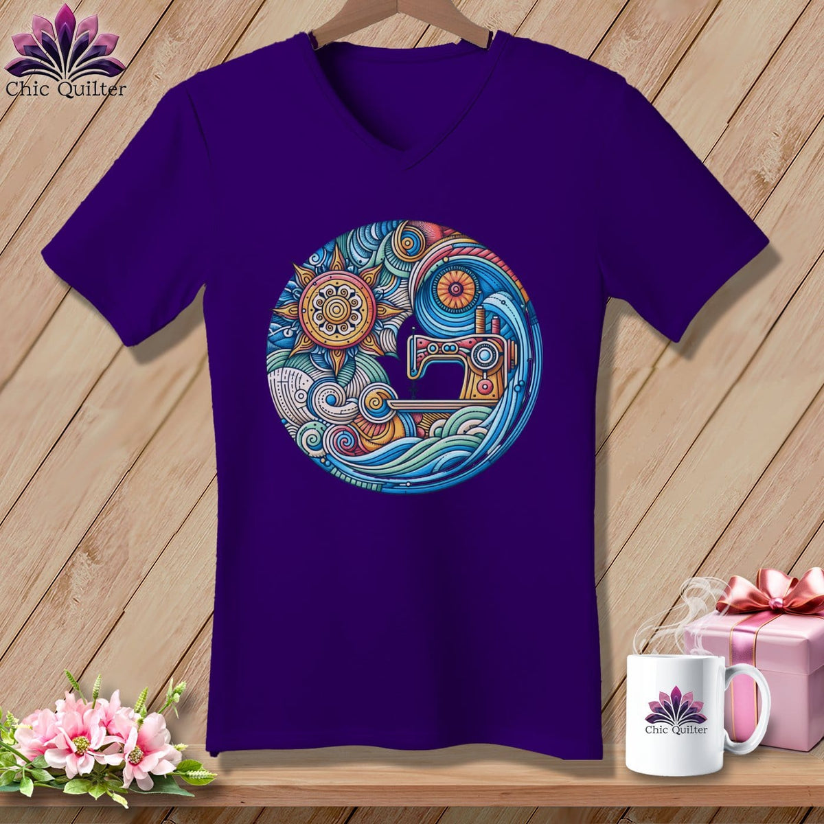 MyDesigns Physical Item Team Purple / S Threaded Dreams by the Sea ~ SuperSoft V-Neck Tee