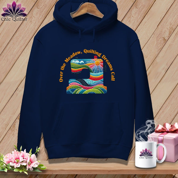 MyDesigns Physical Item True Navy / S Over the Meadow, Quilting Dreams Call Orange ~ Premium Hoodie