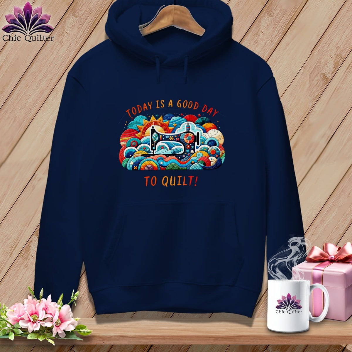 MyDesigns Physical Item True Navy / S Today is a Good Day to Quilt ~ Premium Hoodie