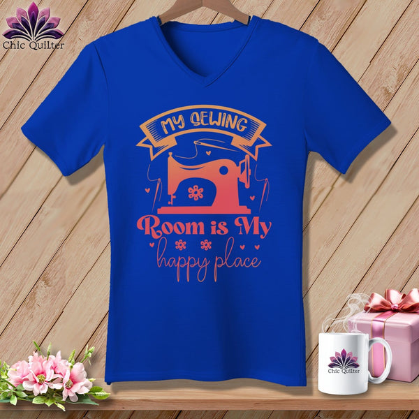 MyDesigns Physical Item True Royal / S My Sewing Room Is My Happy Place ~SuperSoft V-Neck Tee