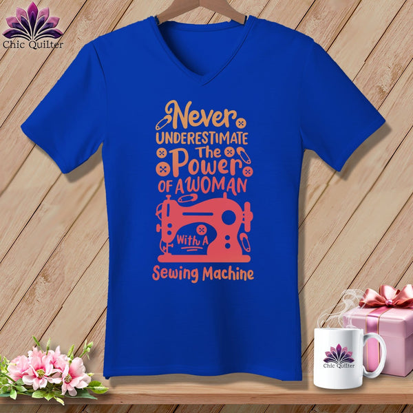 MyDesigns Physical Item True Royal / S Never Underestimate the Power of a Woman ~SuperSoft V-Neck Tee