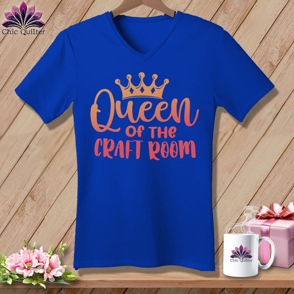 MyDesigns Physical Item True Royal / S Queen of the Craft Room ~SuperSoft V-Neck Tee