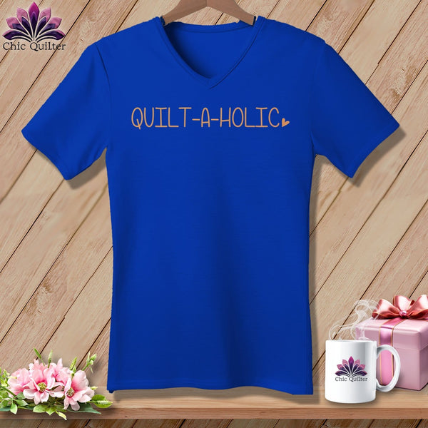 MyDesigns Physical Item True Royal / S Quilt-A-Holic ~SuperSoft V-Neck Tee