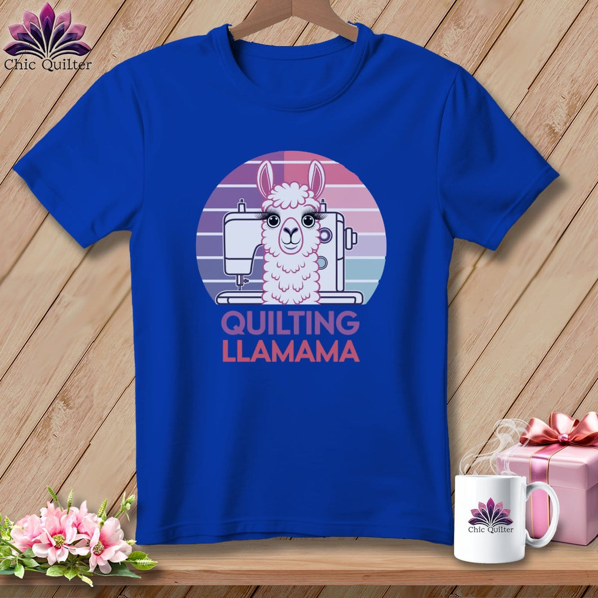 MyDesigns Physical Item True Royal / S Quilting Llamama ~ Relaxed Fit Tee