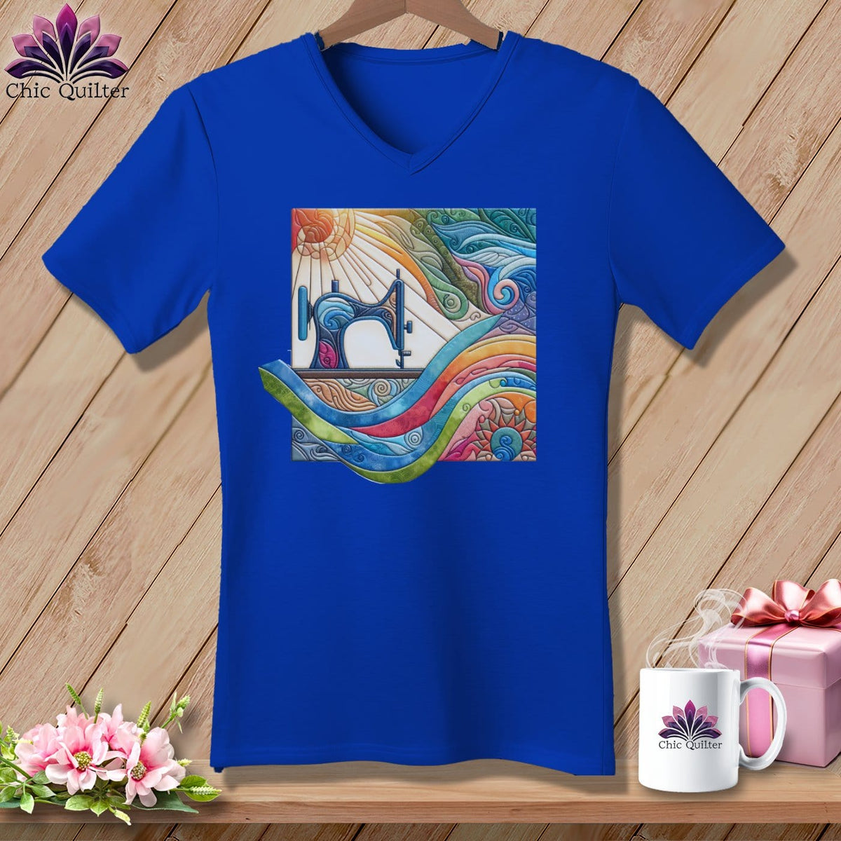 MyDesigns Physical Item True Royal / S Quilting on a Cloud ~ SuperSoft V-Neck Tee