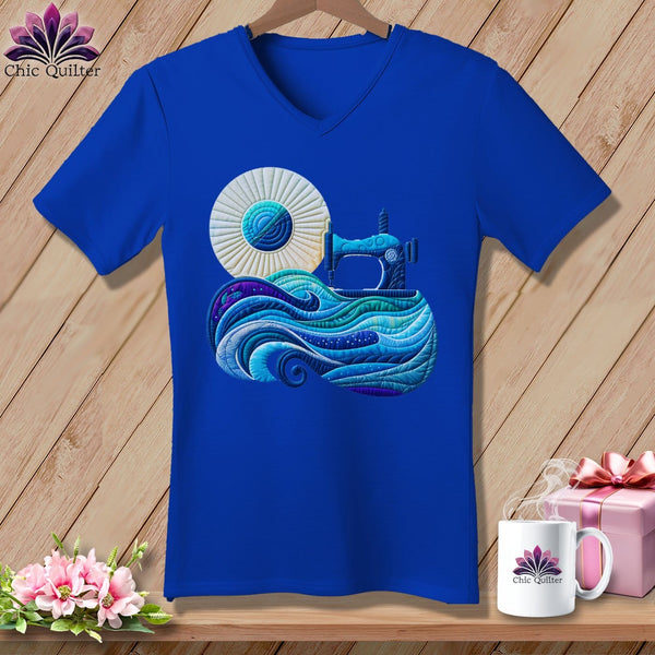 MyDesigns Physical Item True Royal / S Sewing Tides ~ SuperSoft V-Neck Tee