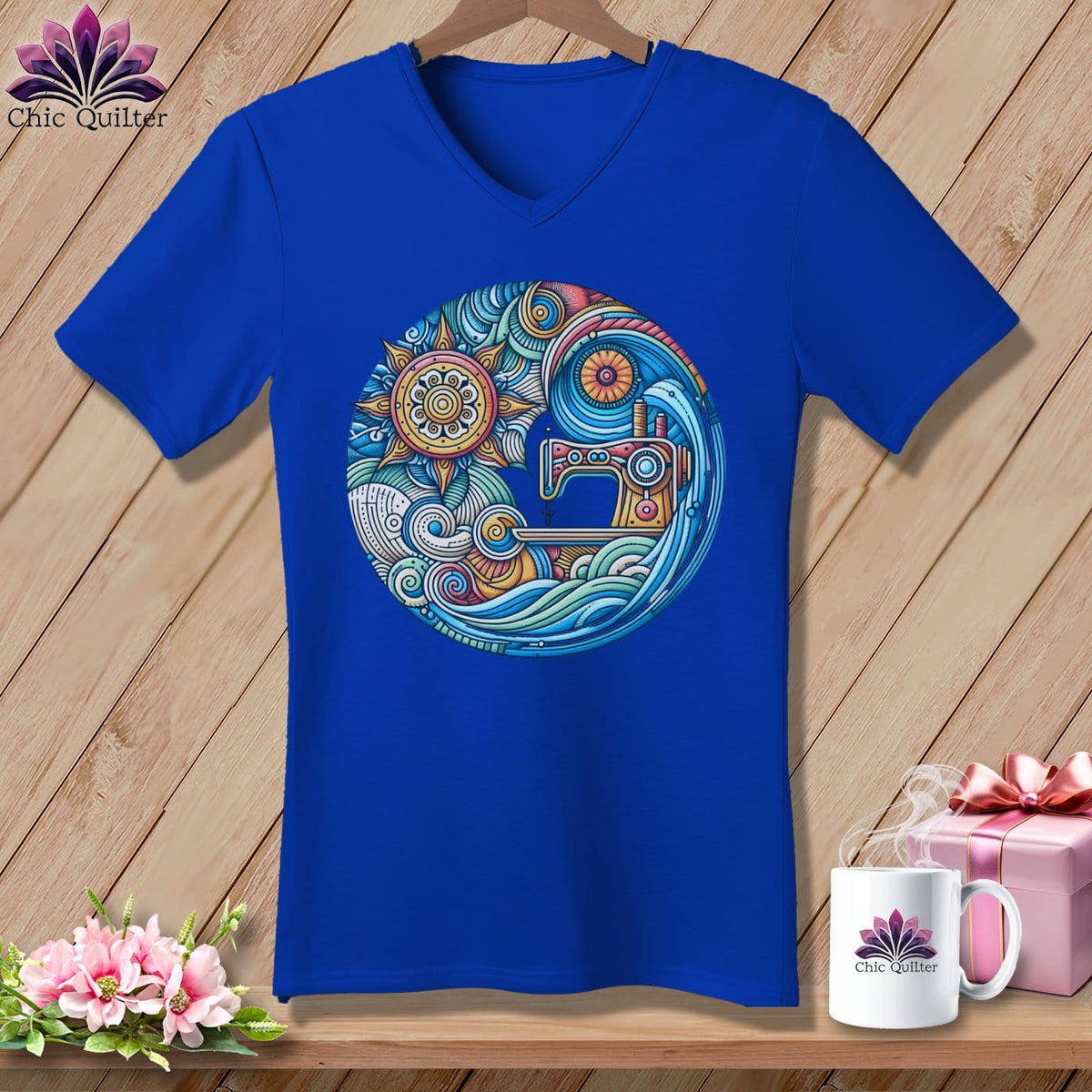 MyDesigns Physical Item True Royal / S Threaded Dreams by the Sea ~ SuperSoft V-Neck Tee