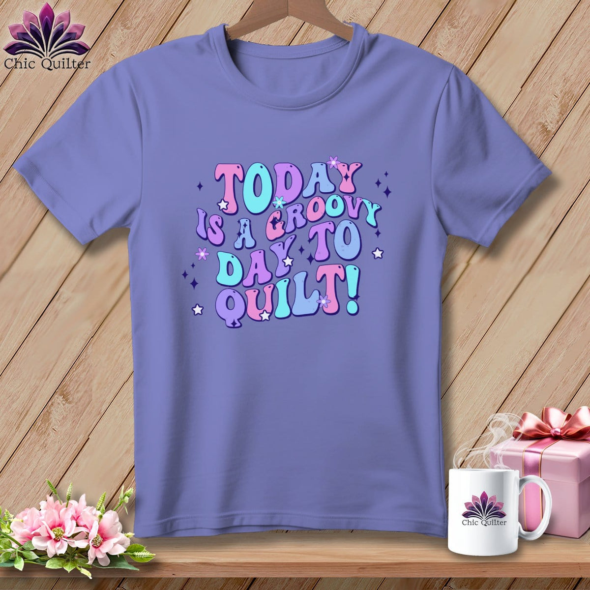 MyDesigns Physical Item Violet / S Today is a Groovy Day to Quilt ~ Premium Tee