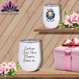 MyDesigns Physical Item White / 12 oz Quilting My Escape - Dark ~ Personalized 12oz Wine Tumbler with Lid