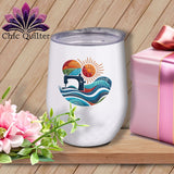MyDesigns Physical Item White / 12 oz Quilting the Current ~ 12oz Wine Tumbler with Lid