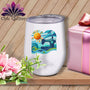 MyDesigns Physical Item White / 12 oz Surfing the Fabric Sea ~ 12oz Wine Tumbler with Lid