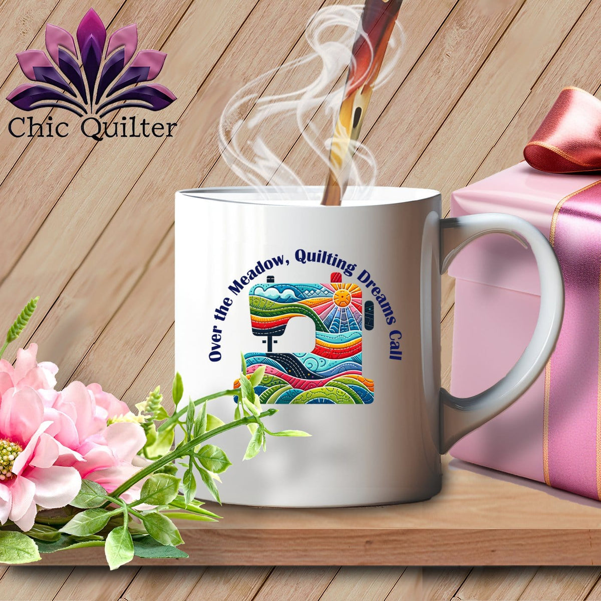 MyDesigns Physical Item White / 15oz Over the Meadow, Quilting Dreams Call Orange ~ 15oz Coffee Mug