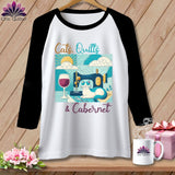 MyDesigns Physical Item White/Black / S Cats Quilts and Cabernet ~ Raglan 3/4 Sleeve Tee