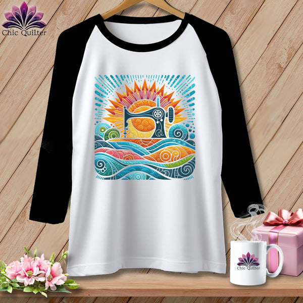 MyDesigns Physical Item White/Black / S Color Splashed Stitches ~ Raglan 3/4 Sleeve Tee