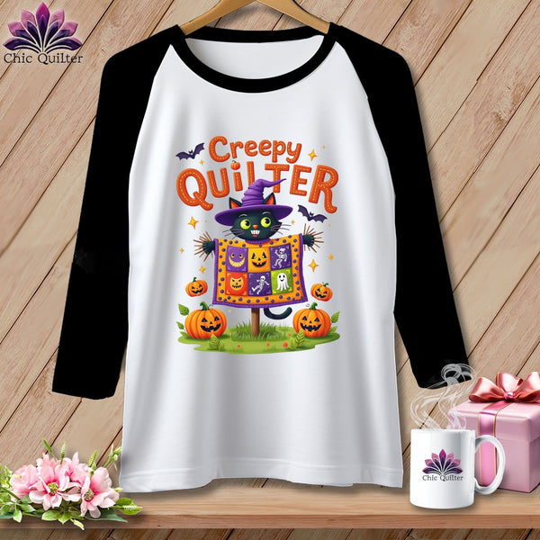 MyDesigns Physical Item White/Black / S CREEPY QUILTER ~ Raglan Tee