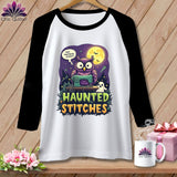 MyDesigns Physical Item White/Black / S Haunted Stitches ~ Raglan Tee