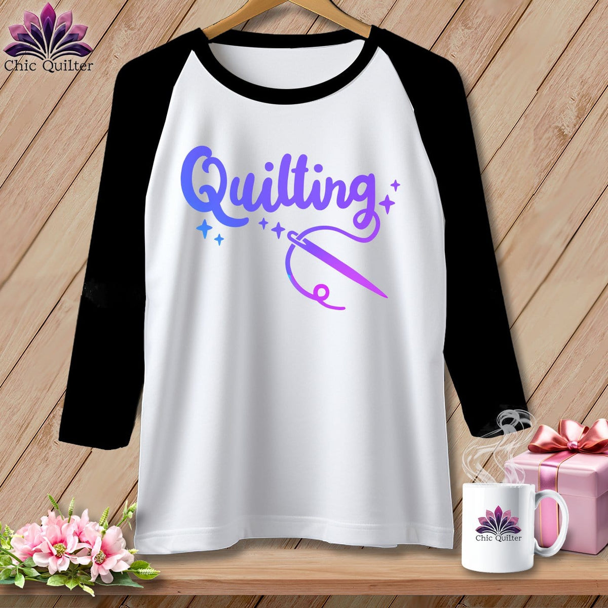 MyDesigns Physical Item White/Black / S Quilting ~ Raglan 3/4 Sleeve Tee