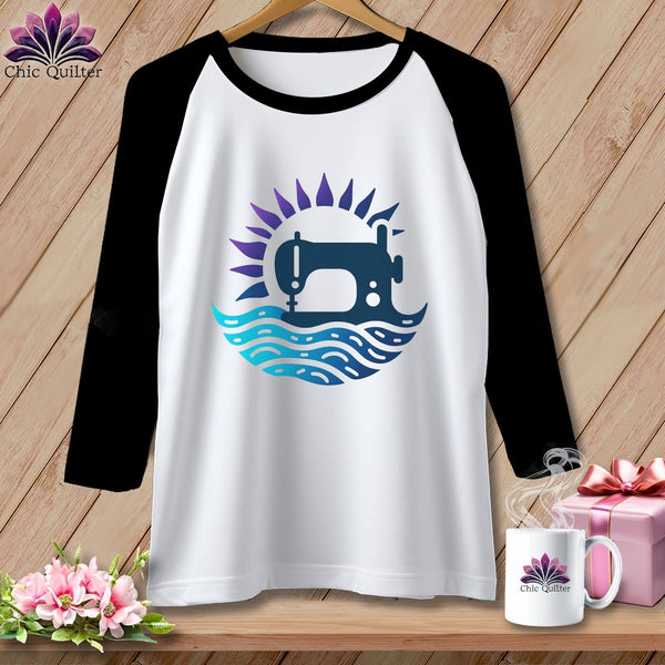 MyDesigns Physical Item White/Black / S Ripple Radiance ~ Raglan 3/4 Sleeve Tee