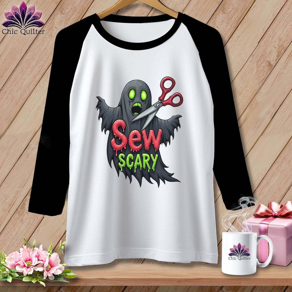 MyDesigns Physical Item White/Black / S Sew Scary ~ Raglan Tee