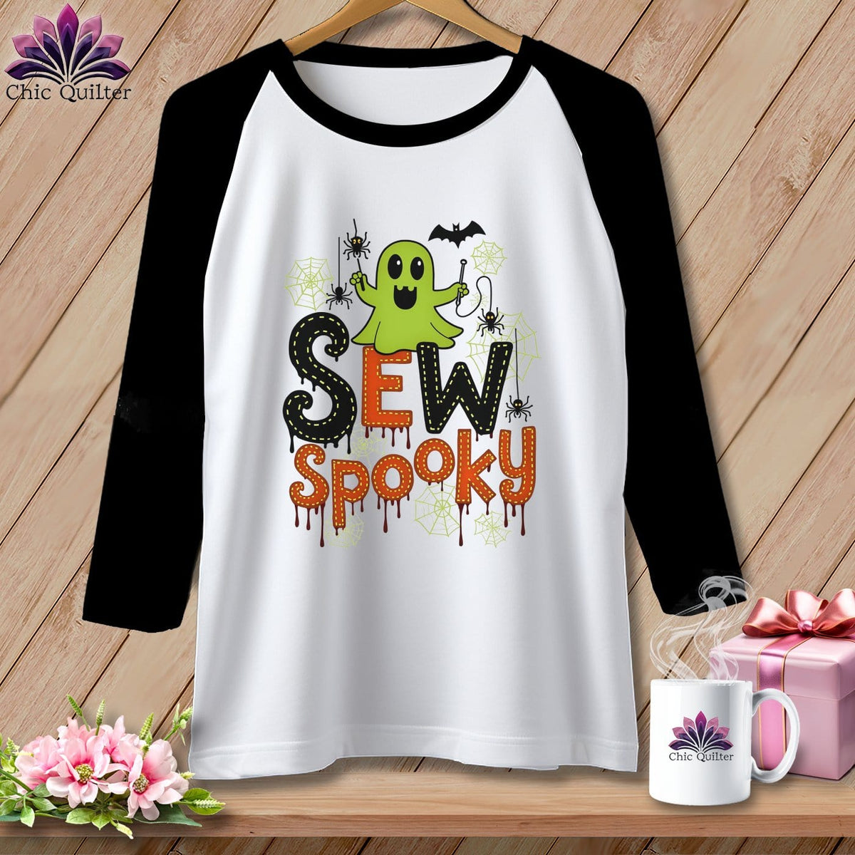 MyDesigns Physical Item White/Black / S Sew Spooky ~ Raglan Tee