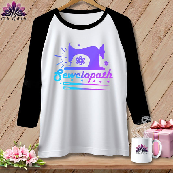 MyDesigns Physical Item White/Black / S Sewciopath ~ Raglan 3/4 Sleeve Tee