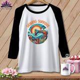 MyDesigns Physical Item White/Black / S Sewing Sunrays ~ Raglan 3/4 Sleeve Tee