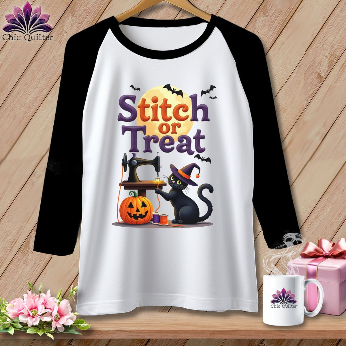 MyDesigns Physical Item White/Black / S Stitch or Treat ~ Raglan Tee