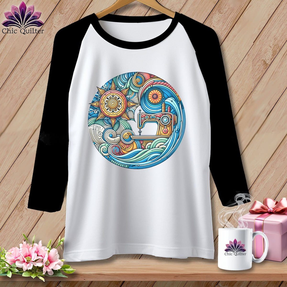 MyDesigns Physical Item White/Black / S Threaded Dreams by the Sea ~ Raglan 3/4 Sleeve Tee