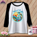 MyDesigns Physical Item White/Black / S Wake up and Quilt ~ Raglan 3/4 Sleeve Tee