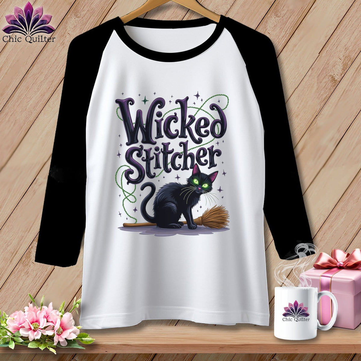 MyDesigns Physical Item White/Black / S Wicked Stitcher ~ Raglan Tee