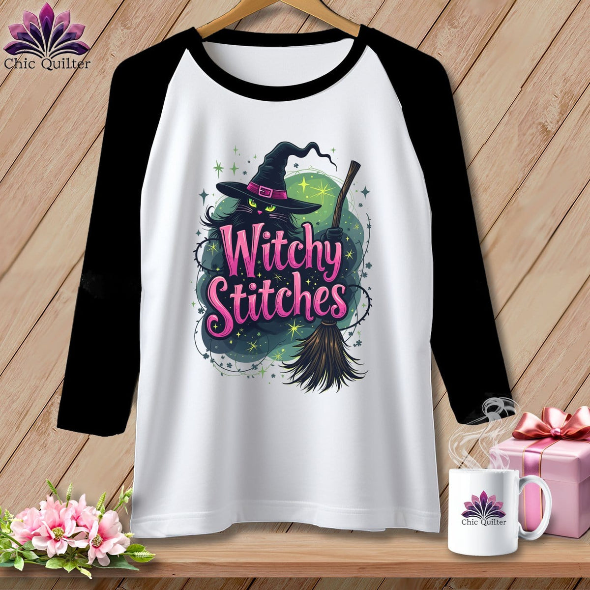 MyDesigns Physical Item White/Black / S Witchy Stitches ~ Raglan Tee