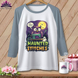 MyDesigns Physical Item White/Denim / XS Haunted Stitches ~ Raglan Tee